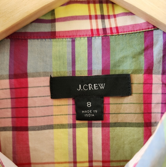 J. Crew Women's Size 8 Plaid Midi A-Line Casual Spring Shirtdress - Picture 9 of 10